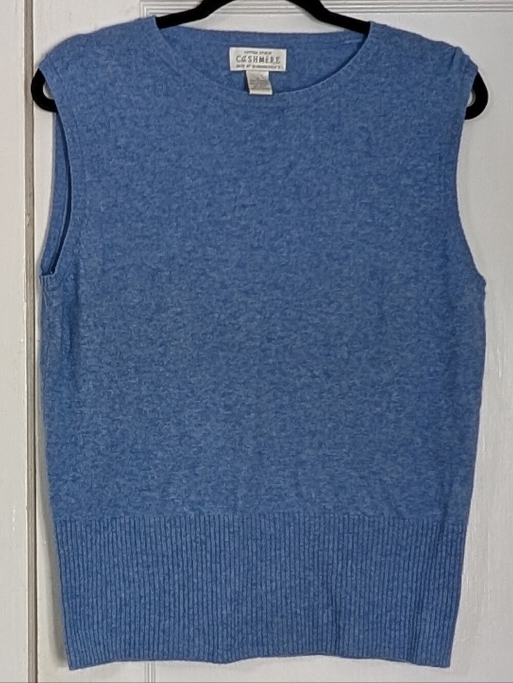 Bloomingdale's Sleeveless Cashmere Sweater Womens XL VTG Baby Blue